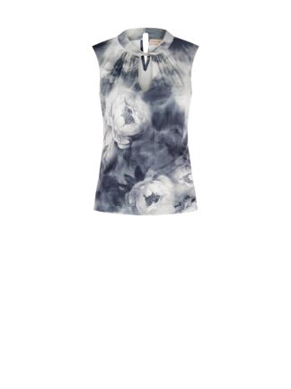 bluza Rinascimento sivo bela cvetni vzorec ladijski izrez
