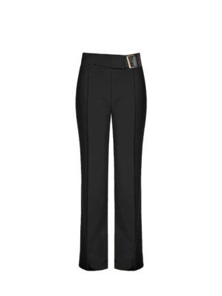 Hlače jersey v črni barvi Rinascimento Pants with Buckle in Scuba Crepe Fabric Woman