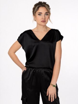 Saten bluza Rinascimento Black